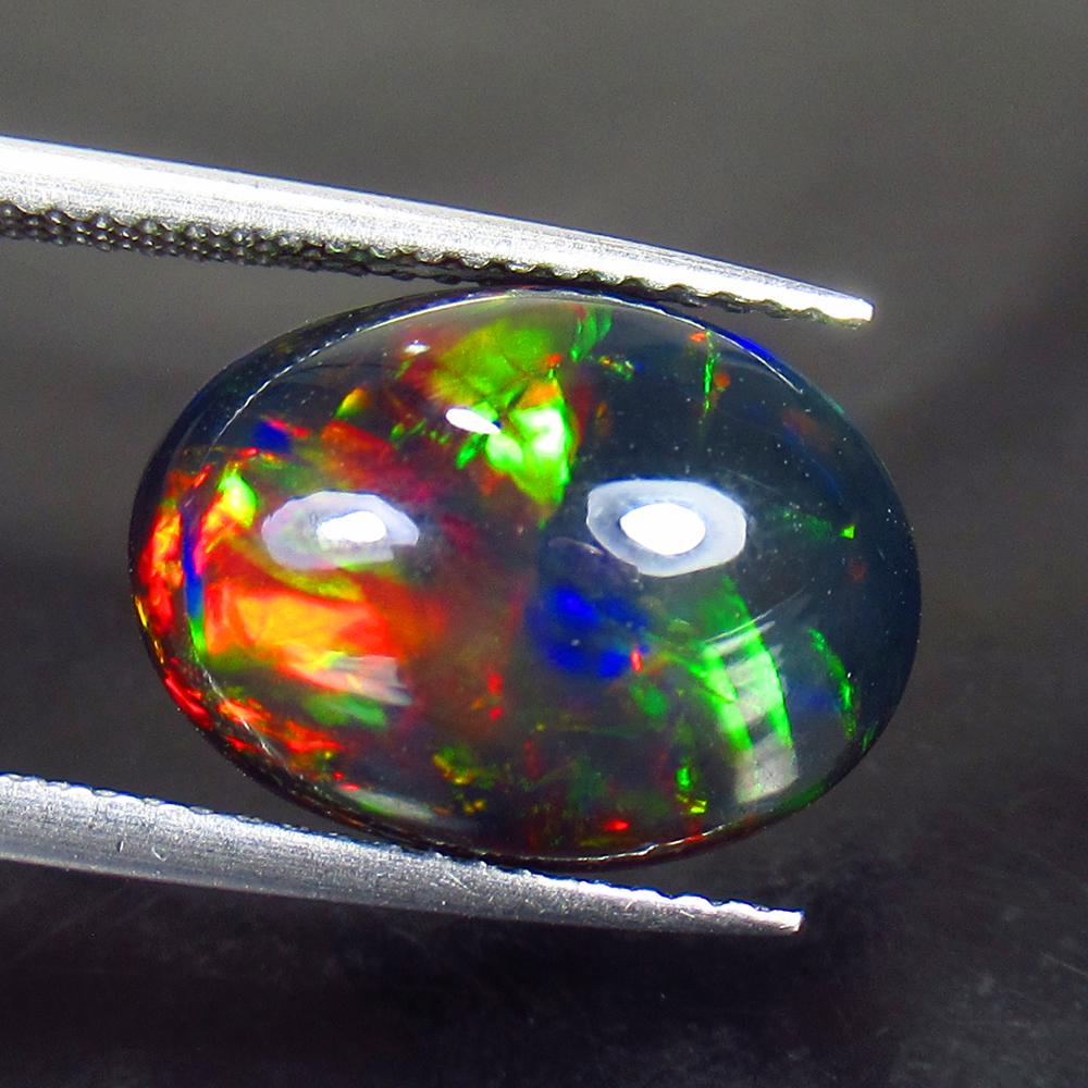6.34 Ct Natural Ethiopian Black Fire Opal Oval Cab (1 of 3)