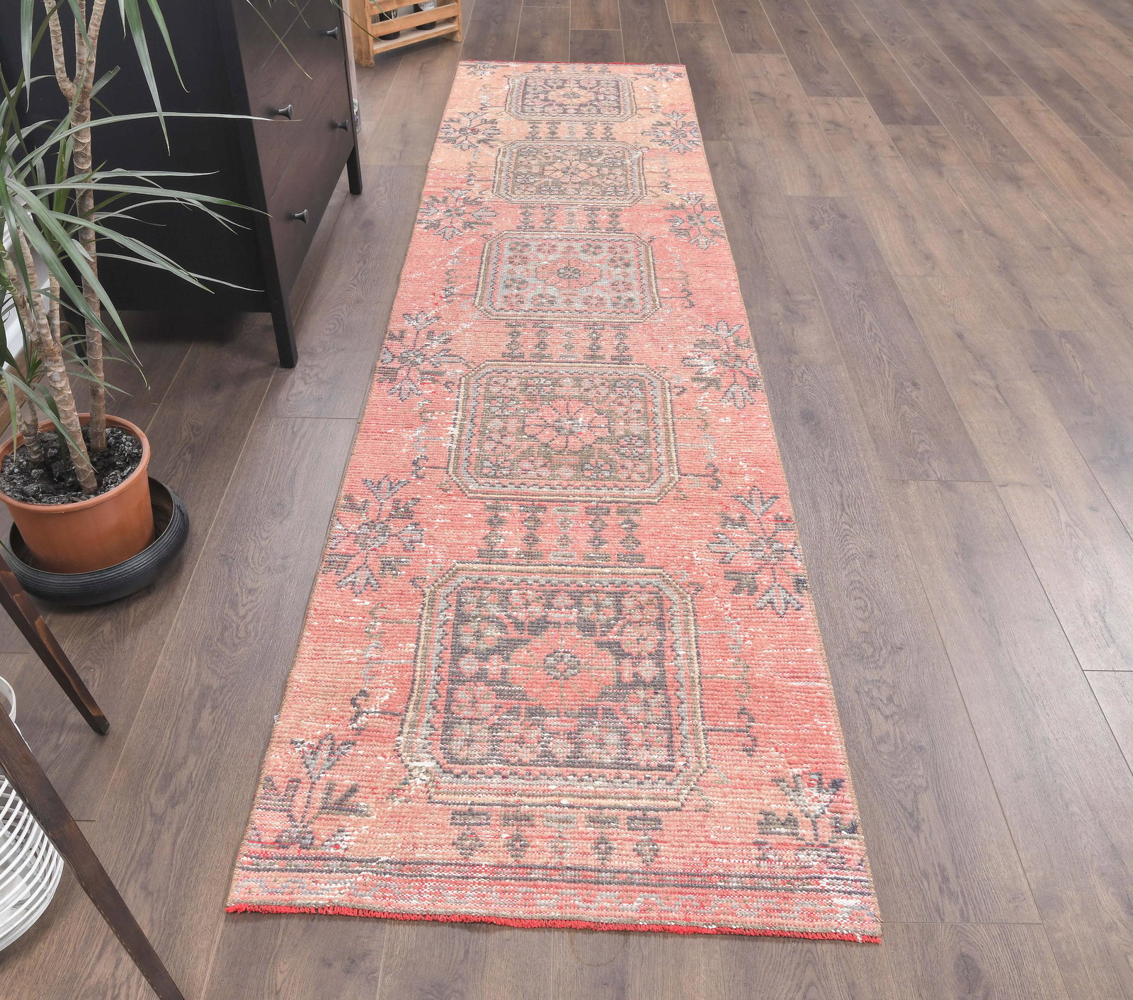 3x10 Vintage Turkish Runner, Oushak Handmade Wool Rug, (1 of 6)
