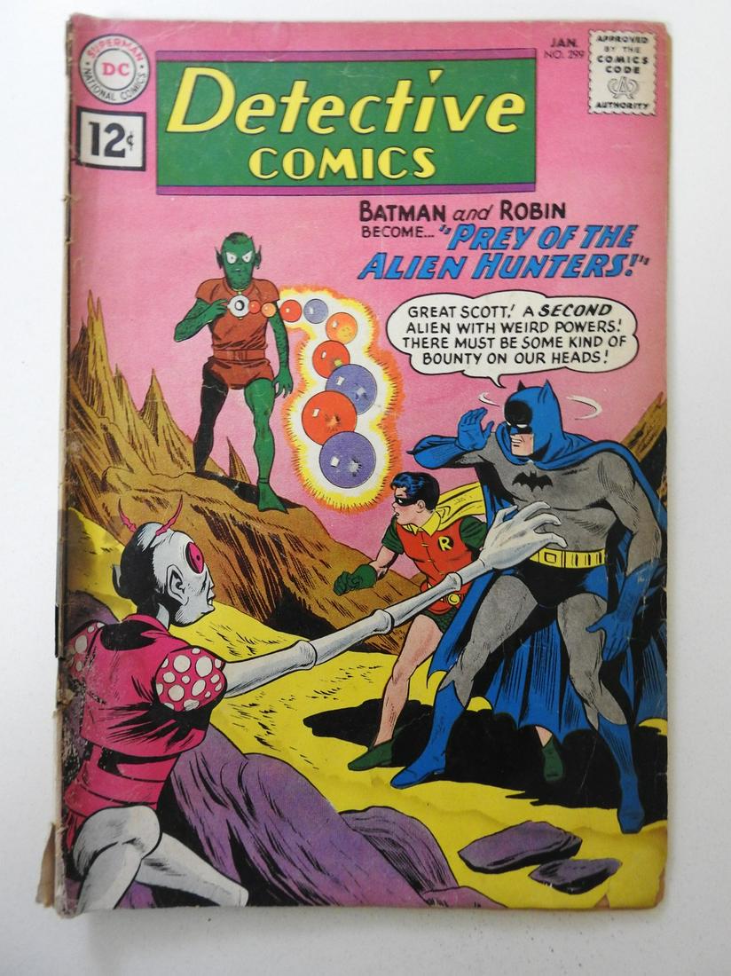 Detective Comics #299: No Reserve! Detective Comics #299 - FR/GD Moisture damage, bottom staple missing, 4 centerfold wraps detached, 4 in spine split Shipping: Domestic: Flat-rate of $9.99 (1-8 items) or $19.99 (9+ items) 