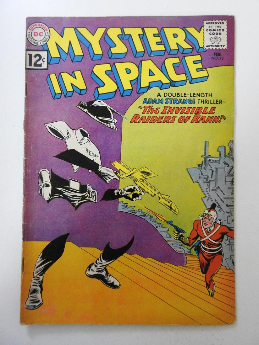 Mystery In Space #73: No Reserve! Mystery In Space #73 - VG- Moisture damage, Centerfold detached at bottom staple Shipping: Domestic: Flat-rate of $9.99 (1-8 items) or $19.99 (9+ items) to anywhere within the contiguous U