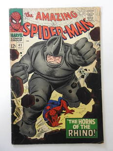 Amazing Spider-Man #41 First appearance of the Rhino!: No Reserve! Amazing Spider-Man #41 First appearance of the Rhino! - VG Shipping: Domestic: Flat-rate of $9.99 (1-8 items) or $19.99 (9+ items) to anywhere within the contiguous U.S. International: For