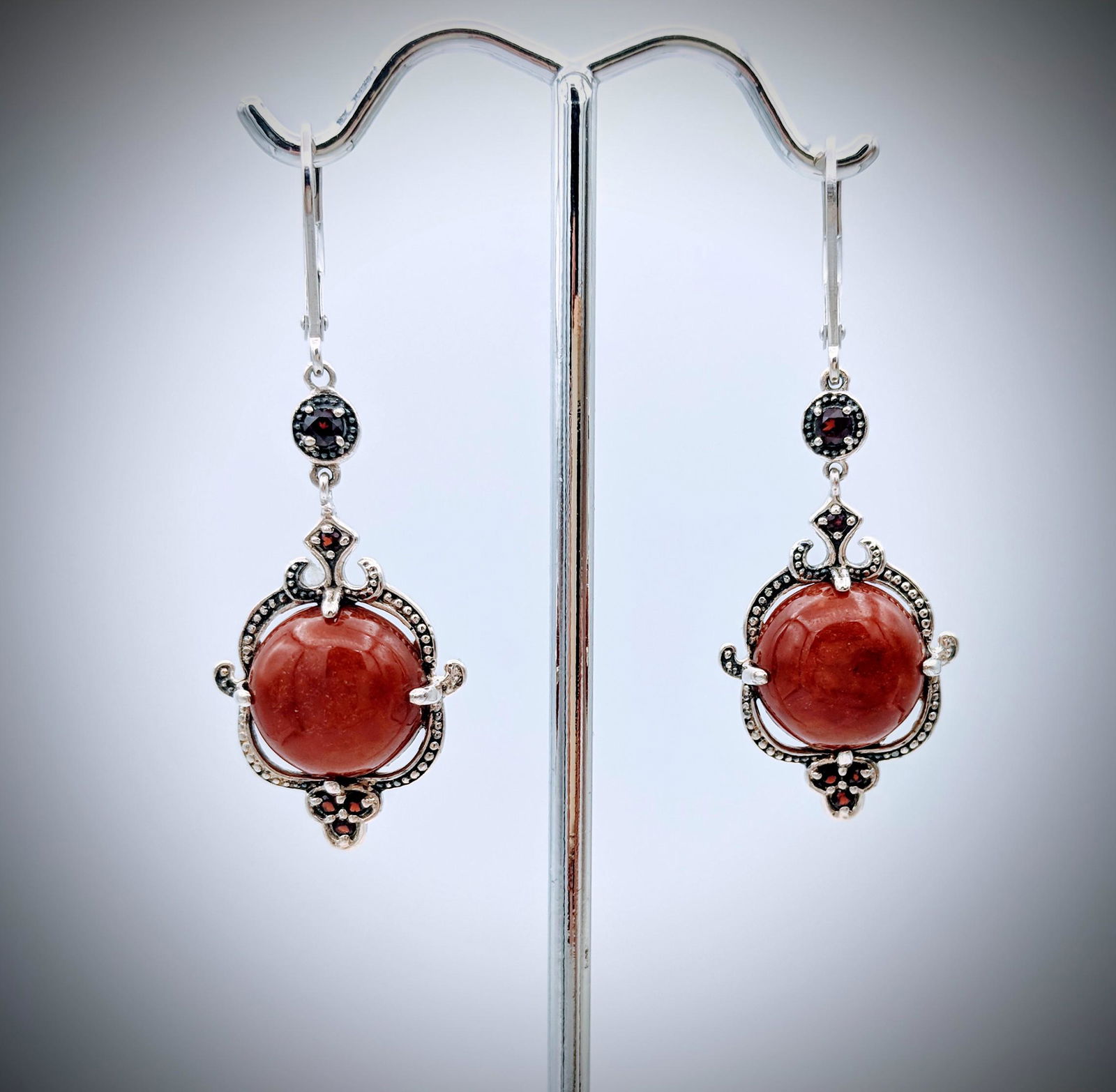 Sterling Silver Vintage Style Jasper & Red Garnet (1 of 3)