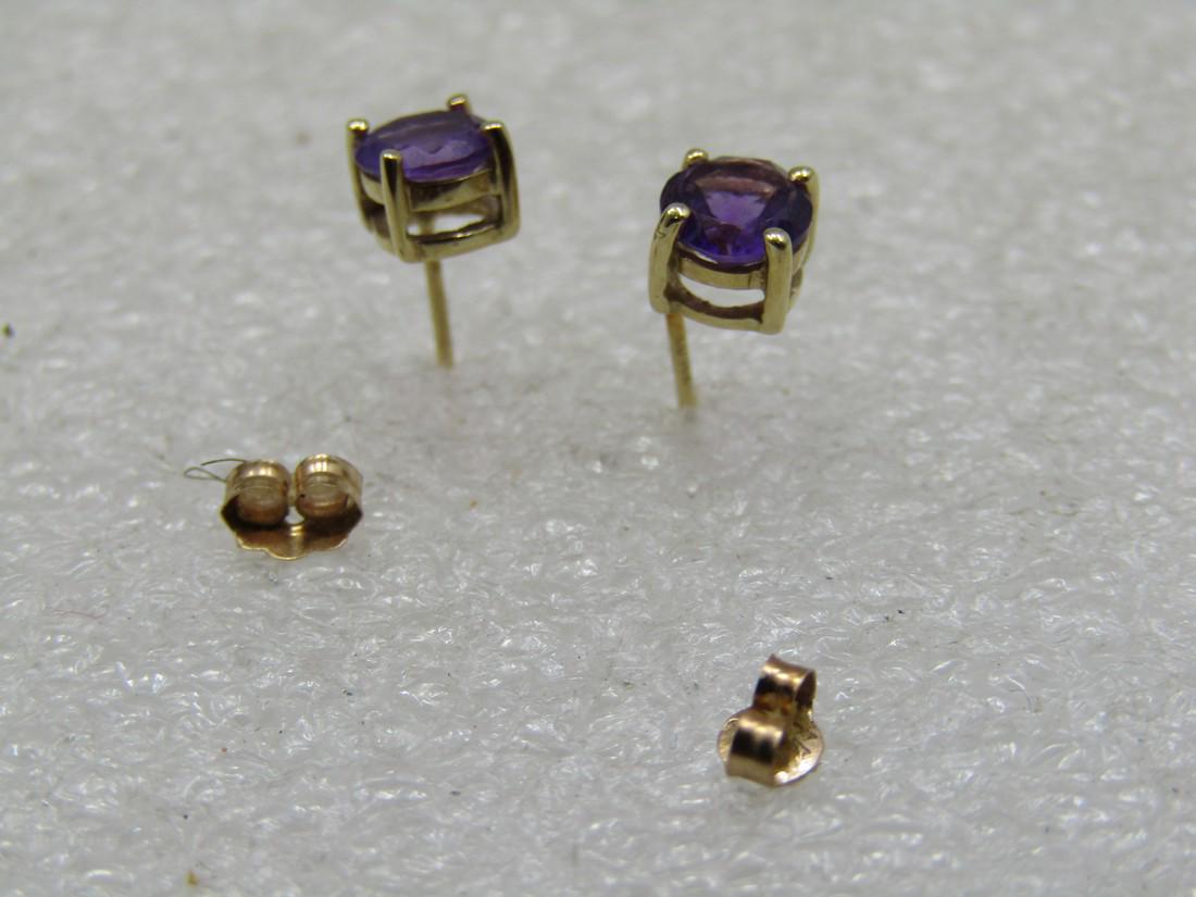 Vintage 14kt Amethyst Stud Earrings, Signed CO (1 of 8)