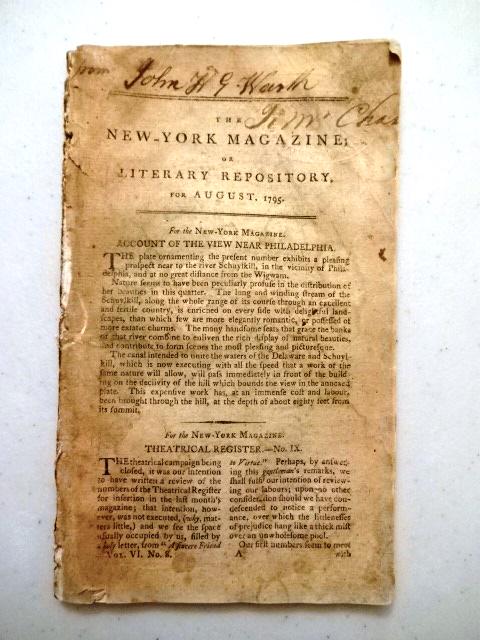 1795 New York Magazine Freedom on Human Constitution: The August 1795 issue of "The New York Magazine and Literary Repository", printed at New York by Thomas and James Swords. 62 pages, lacks plate and monthly title leaf. Interesting articles including e