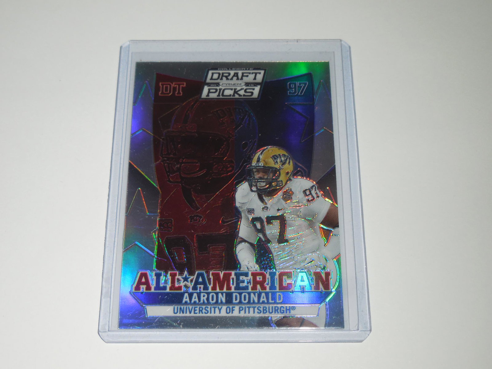 2015 PRIZM AARON DONALD ALL AMERICAN SILVER PRIZM PITT: Title: 2015 PRIZM AARON DONALD ALL AMERICAN SILVER PRIZM PITT Date/Period: MODERN Additional Information: A VERY NICE ITEM FOR ANY COLLECTOR! COMES WITH SLEEVE AND TOP LOADER FOR PROTECTION. (SUPPLIES