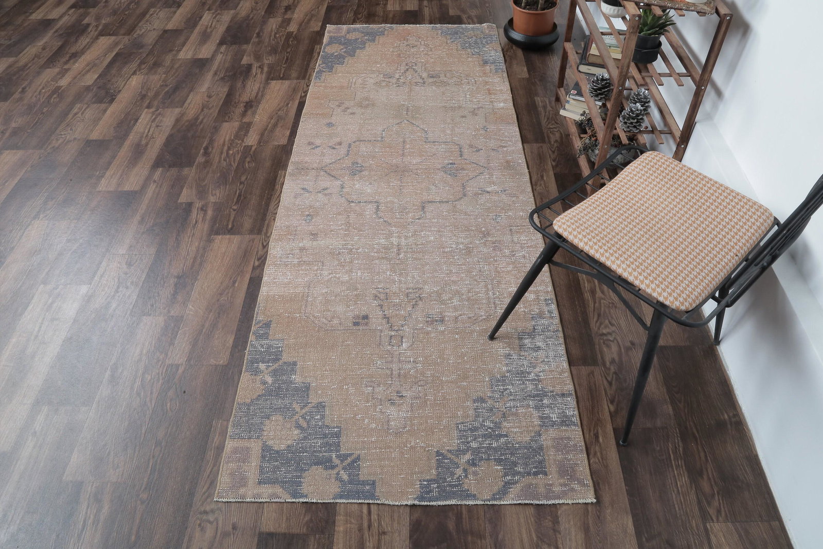 3x8 Turkish Antique Runner, Oushak Handmade Wool Rug,: This Turkish one-of-a-kind Antique Rug is hand-knotted and handwoven by the most skilled artisans who use pure wool, in pastel, natural tones, and stylish, perfect Oriental design in Copper Colors. It