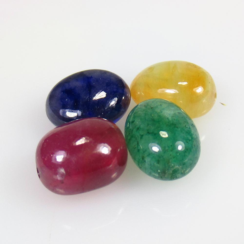 19.26 Ctw Natural 4 Ruby Sapphire Emerald Mixed Beads (1 of 2)