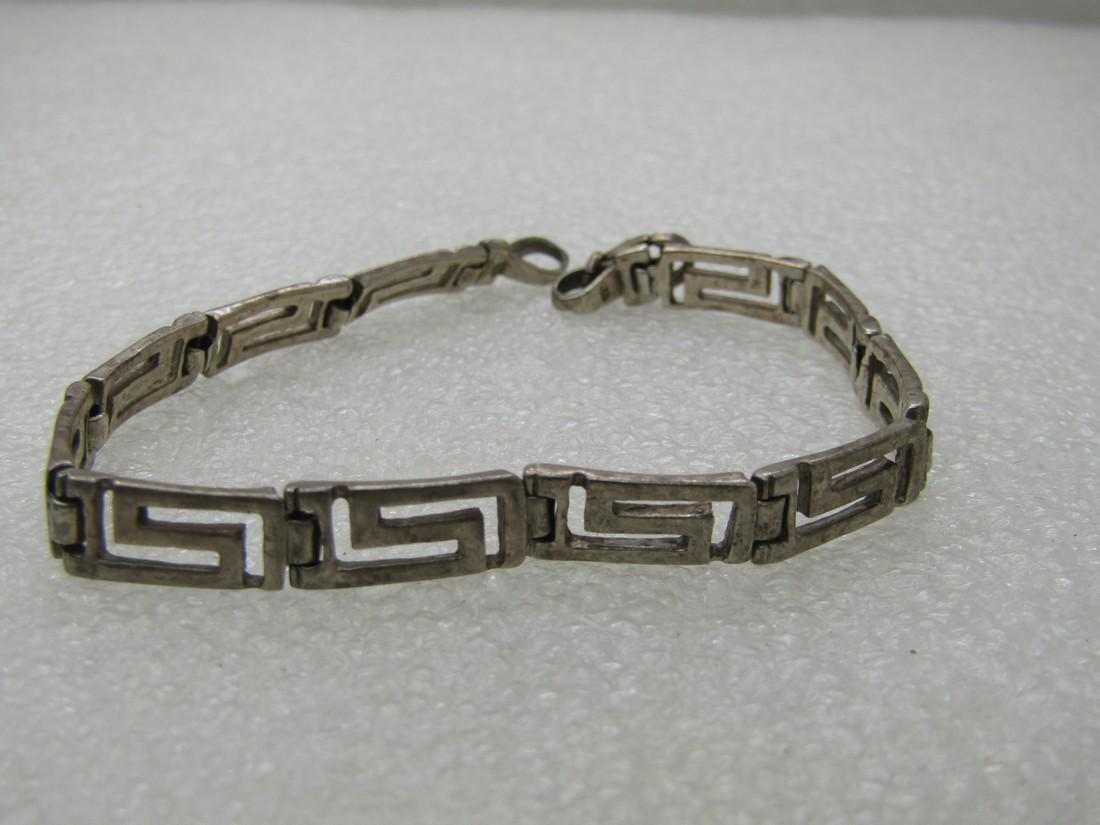 Vintage Sterling Greek Key Bracelet, 7", 6.5mm wide (1 of 7)