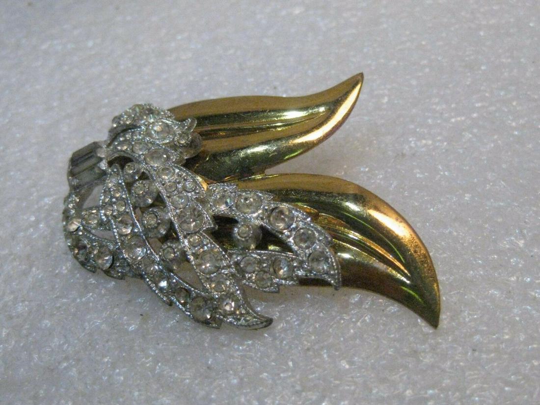 Vintage Art Deco Rhinestone Brooch, Two-Tone, 1920's - (1 of 10)