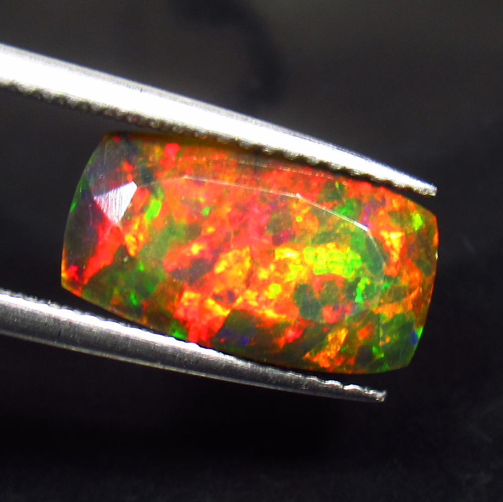 2.74 Ct Natural Ethiopian Black Fire Opal Cushion Cut (1 of 2)
