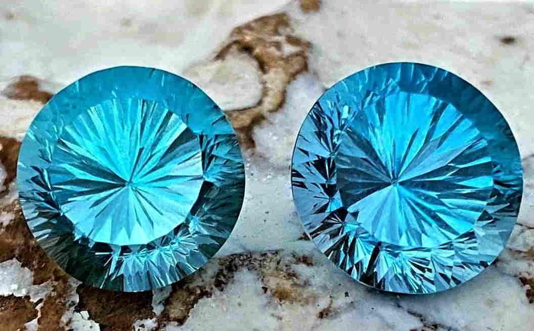 Laser Cut Paired Round Swiss Blue Topaz - 71.65 Carats (1 of 6)