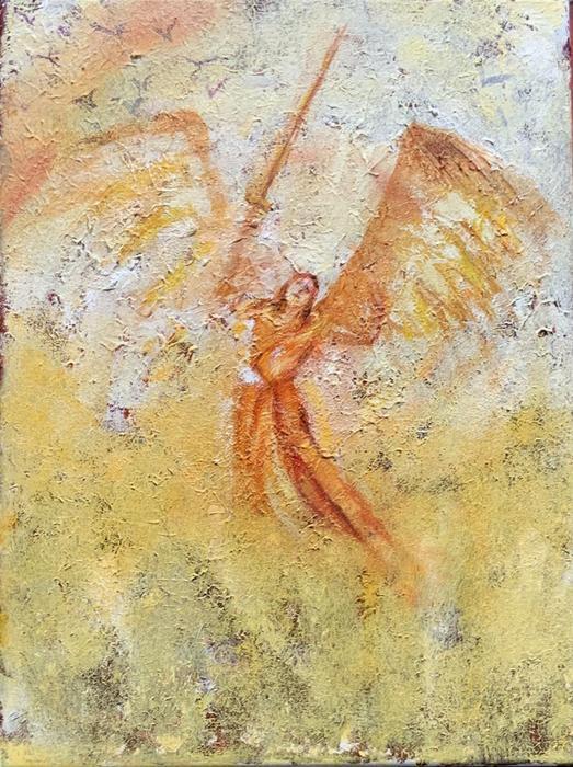 Roya Mansourkhani, Angel, Oil, 16â€ x 12â€: Art- 122 Artist: Roya Mansourkhani Title: Angel Medium: Oil Painting Size : 16” x 12” Frame Size: No Frame Date: 2021 Description: In style of William Turner. No frame Original oil paint