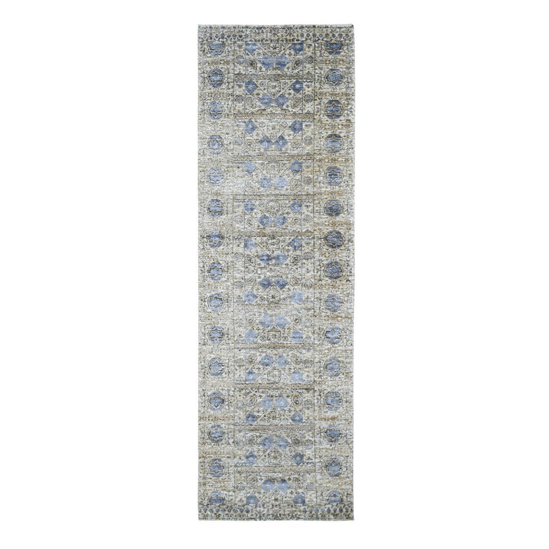 Silk With Textured Wool Mamluk Design Runner Hand (1 of 6)