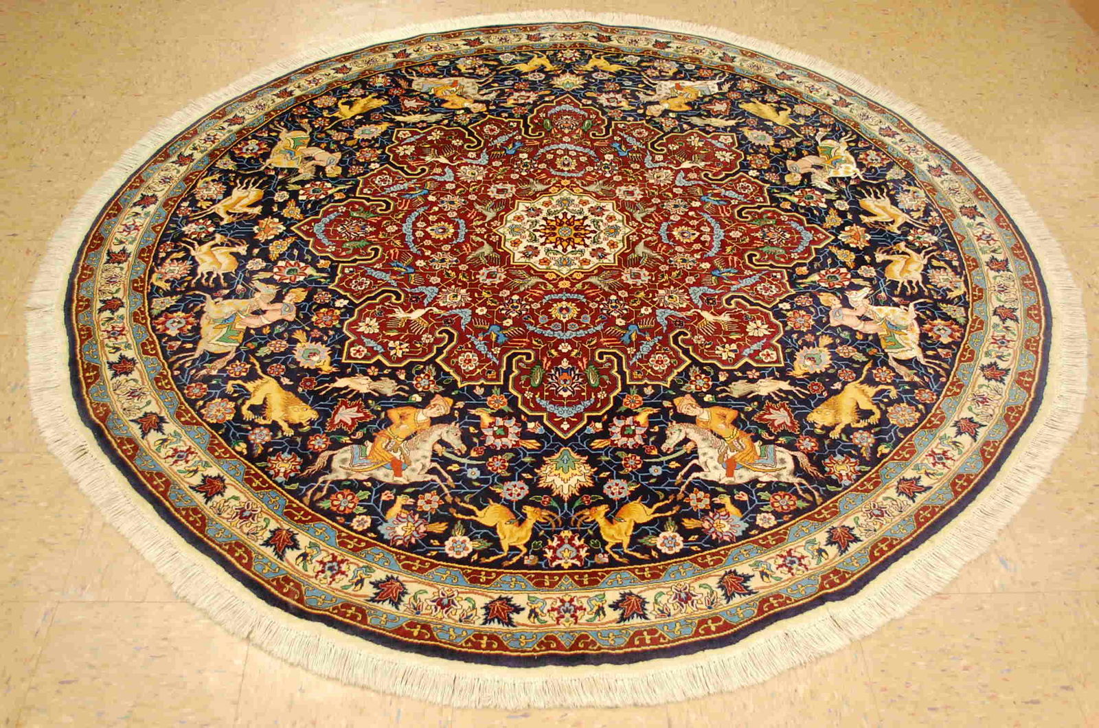 C 1960's Antique Kork Wool_lots Of Silk Tabrz Round Rug (1 of 12)