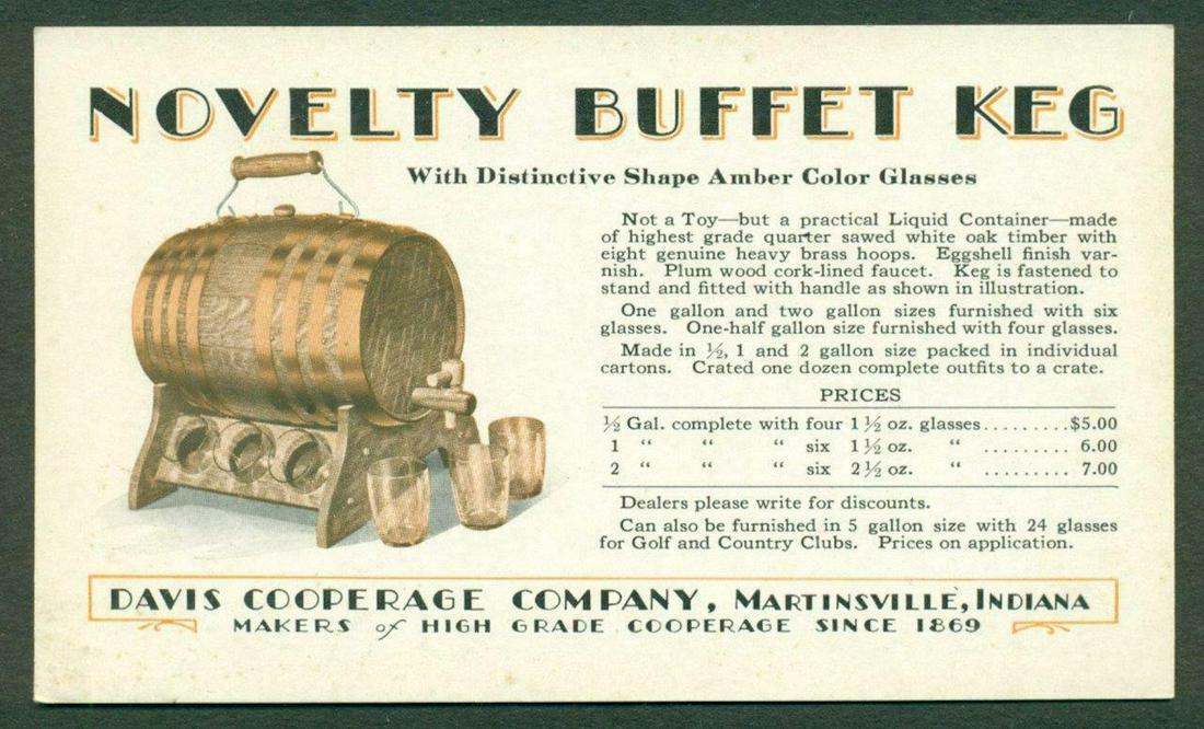 NOVELTY BUFFET KEG DAVIS COOPERAGE CO MARTINSVILLE IN, (1 of 4)