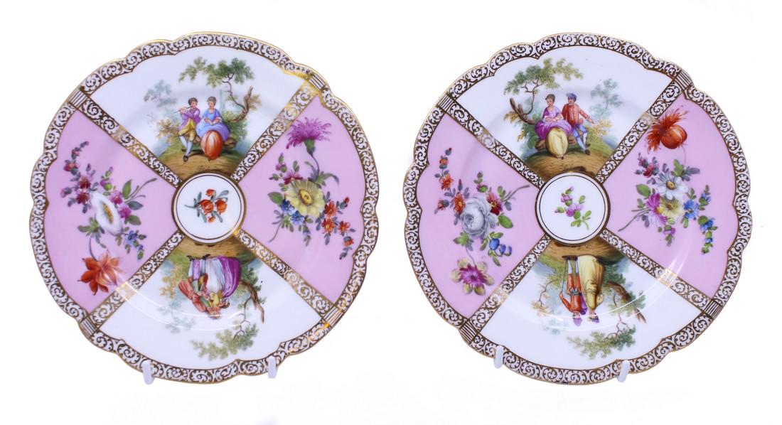 Pair of Dresden Cabinet Plates c.1890 (1 of 11)