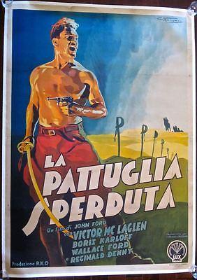 The Lost Patrol - John Ford (1934) Italian 4 Foglio:  THE LOST PATROL - ORIGINAL 1934 ITALIAN LB 4 FOGLIO POSTER - RARE JOHN FORD FILM Original 1934 Italian Linen Backed Movie Advertising poster (54" x 75 1/2") Poster has fold line touch ups,