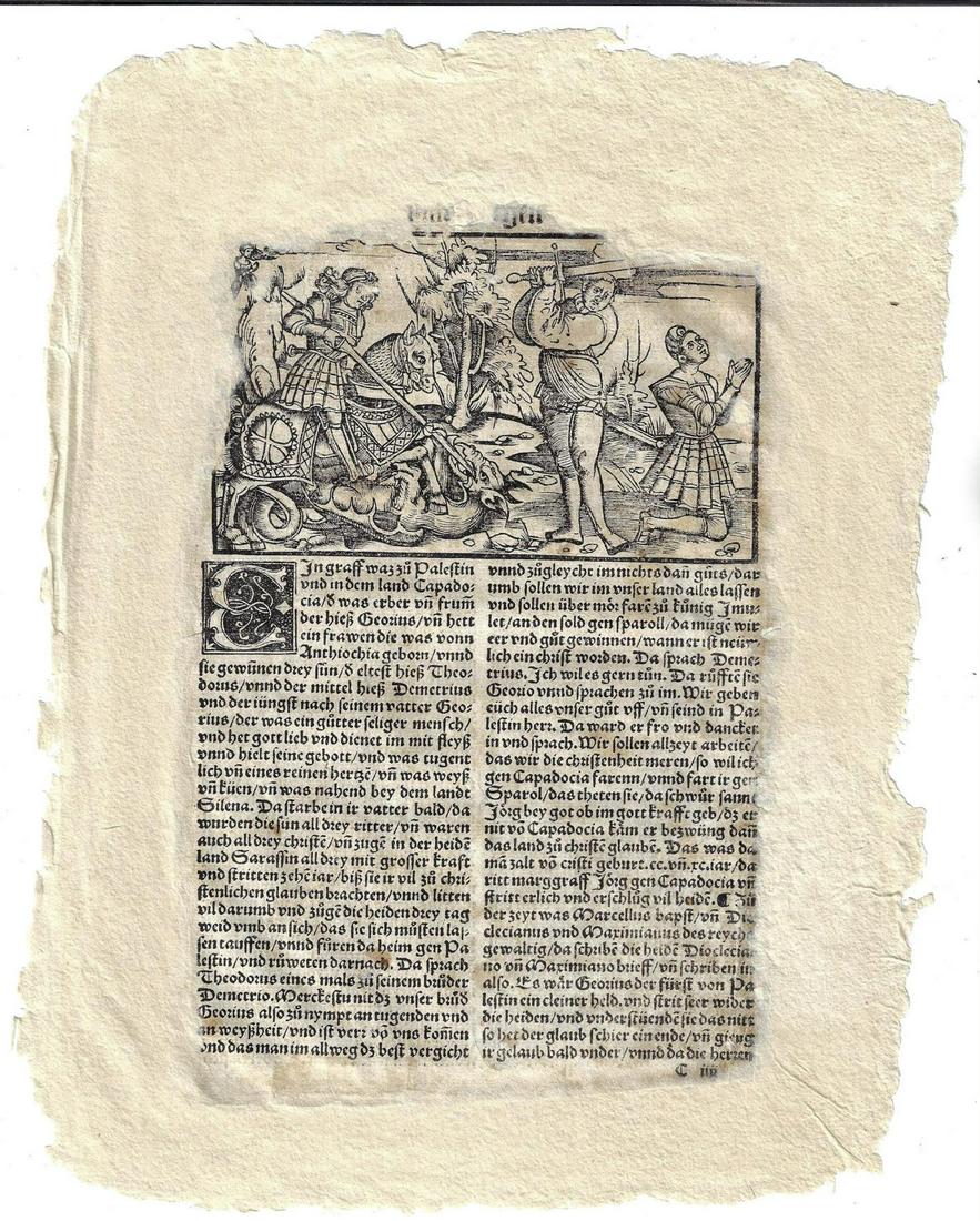 16th C German Leaf Slaying of Dragon (1 of 2)