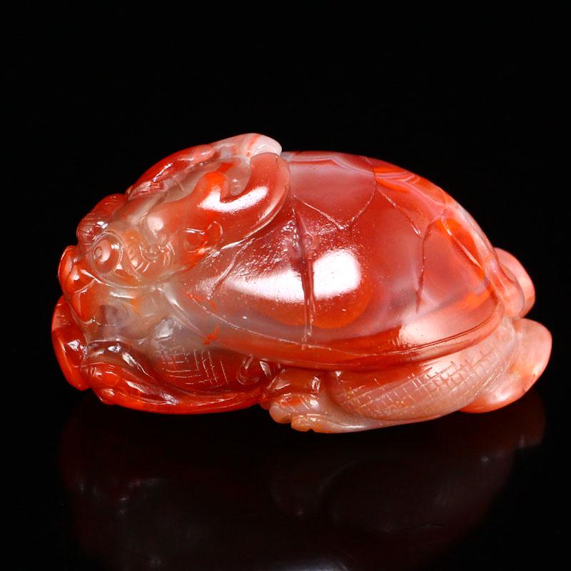 Nanhong Red Agate Carved Dragon Turtle Pendant (1 of 6)