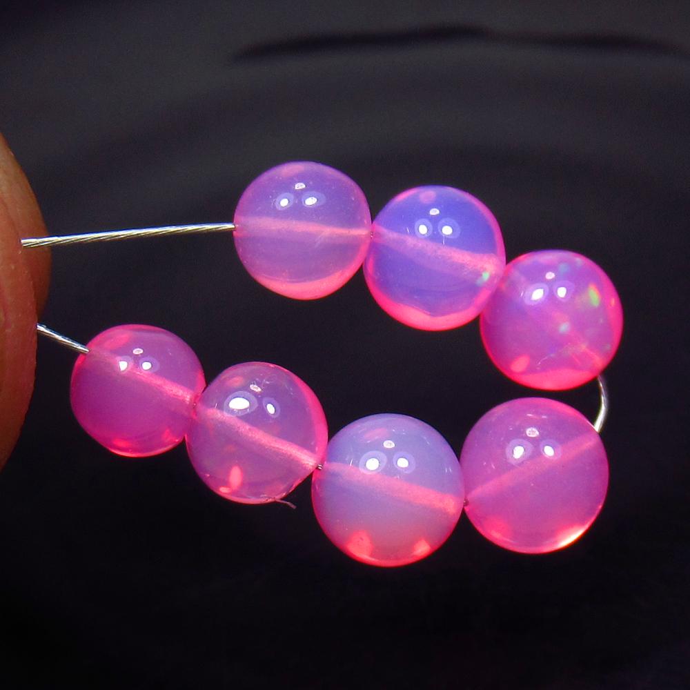 4.30 Ct Natural 7 Drilled Pink Fire Opal Beads (1 of 2)