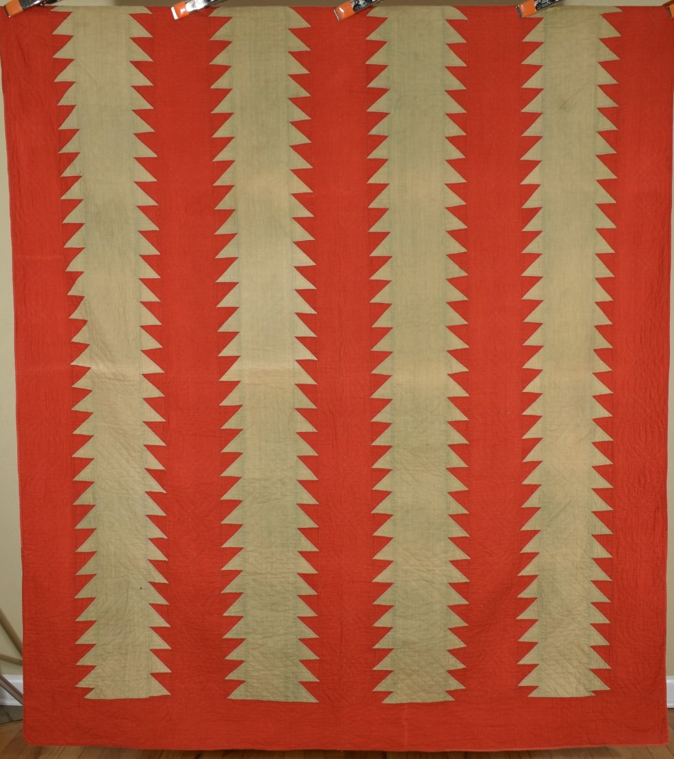 Amish Red "Tree Everlasting" Sawtooth Quilt (1 of 6)
