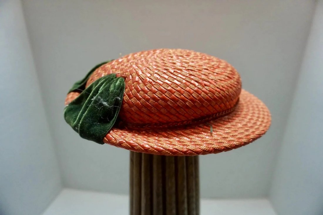 Vintage little lady red Straw Hat children's bonnet (1 of 7)