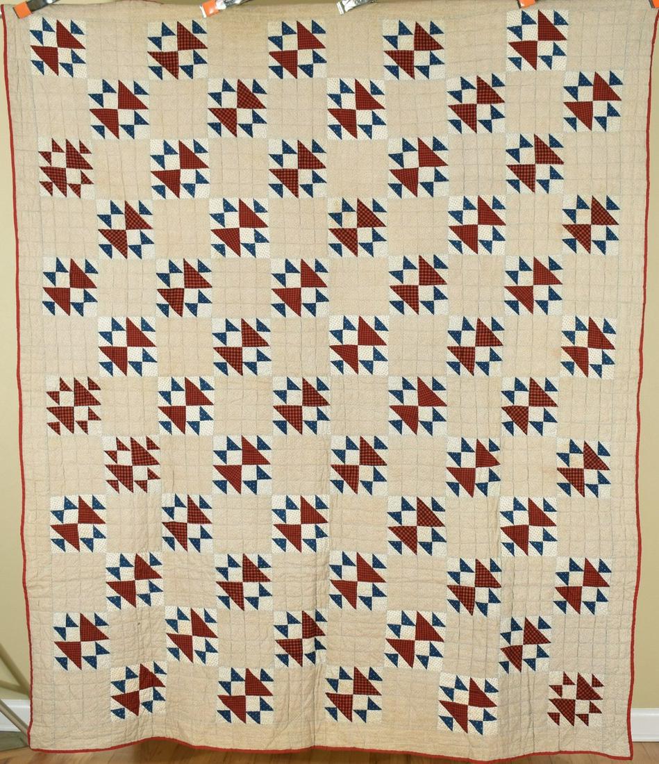 1890's Red, White & Blue Fox & Geese Quilt (1 of 8)