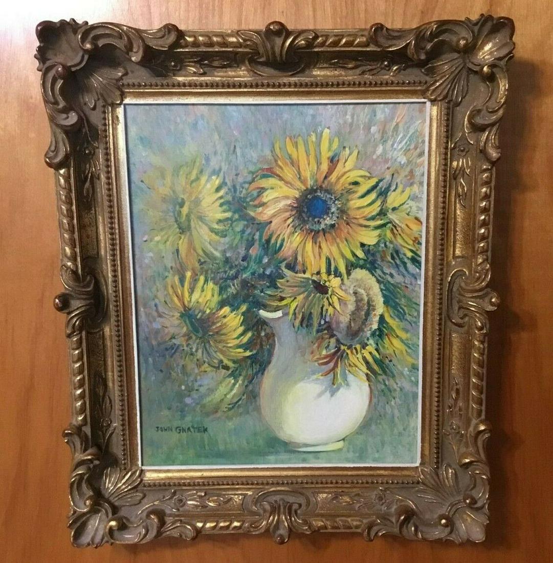John Gnatek Acrylic On Board Titled Sunflowers In A (1 of 12)