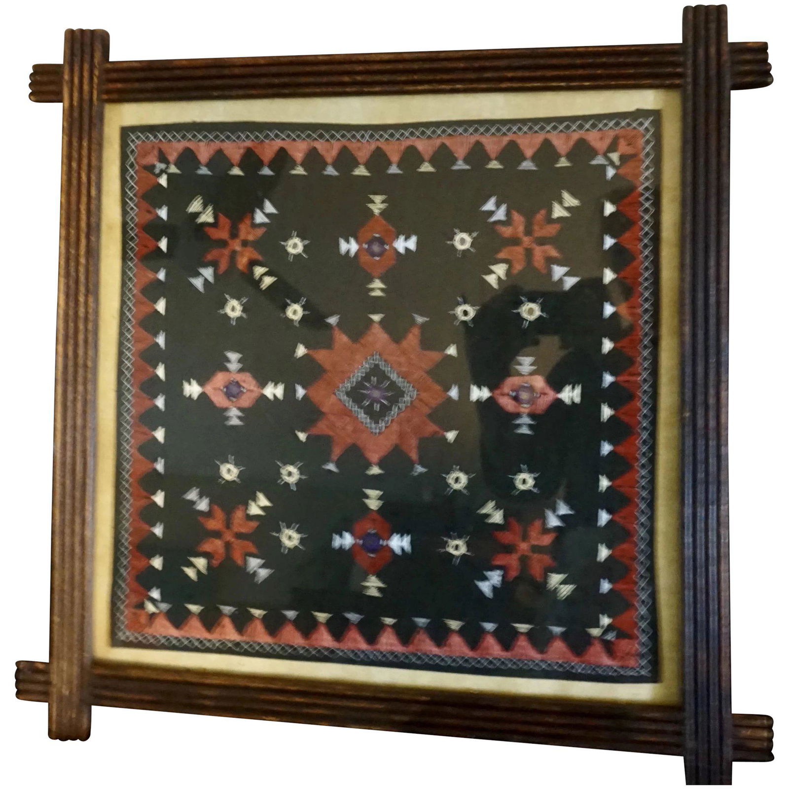 Antique Americana Silk Victorian Needle Point Textile (1 of 15)