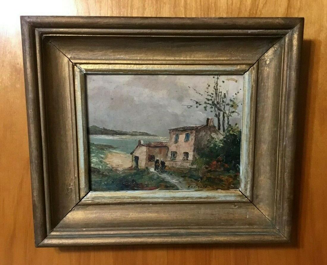 Vintage Signed O/B Painting Coastal Italian Scene (1 of 10)