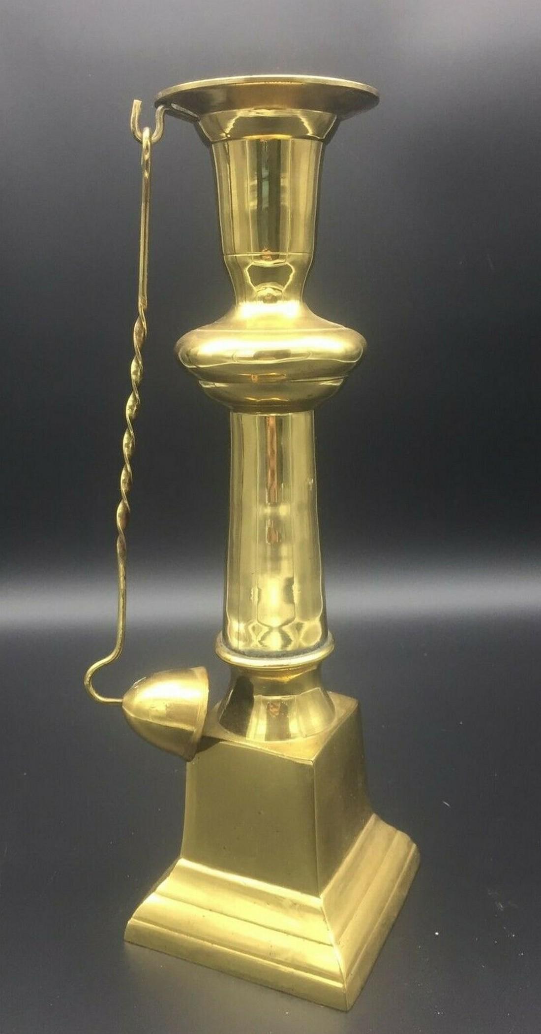 19th Century Brass Candlestick Holder With Hook And (1 of 10)