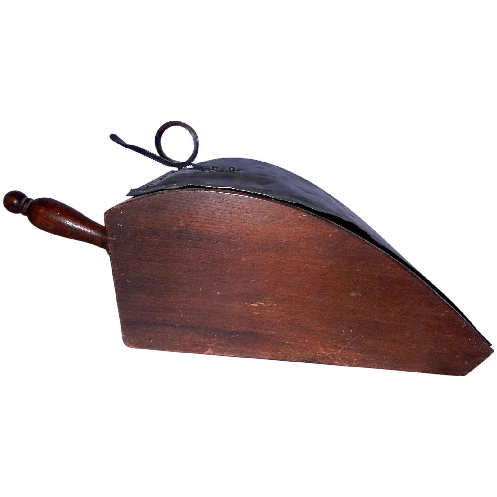 Vintage Grain or Flour Wood Scoop with Copper Lid (1 of 6)