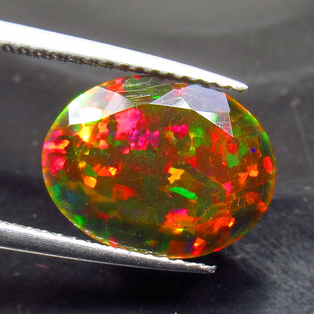 3.28 Ct Natural Ethiopian Black Fire Opal Oval Cut (1 of 2)
