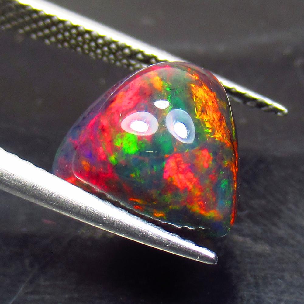 3.12 Ct Natural Ethiopian Black Fire Opal Trillion Cab (1 of 3)