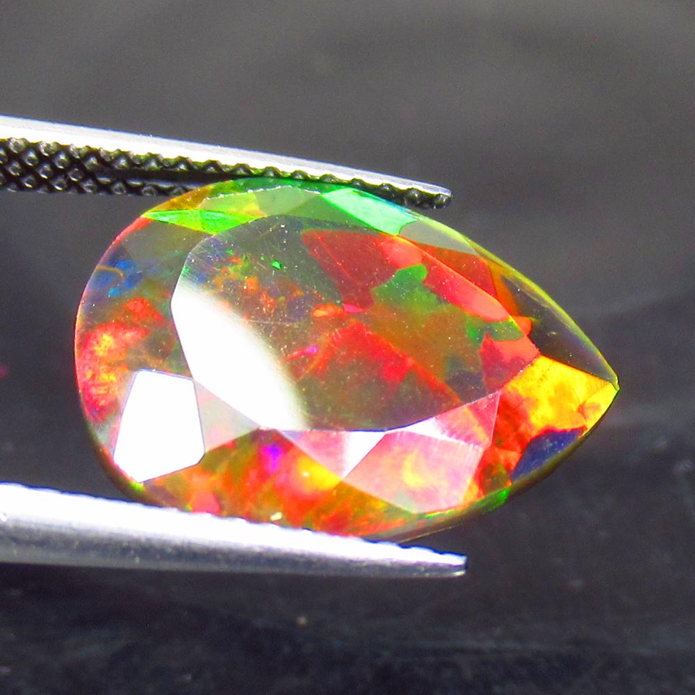 6.05 Ct Natural Ethiopian Black Fire Opal Pear Cut (1 of 2)