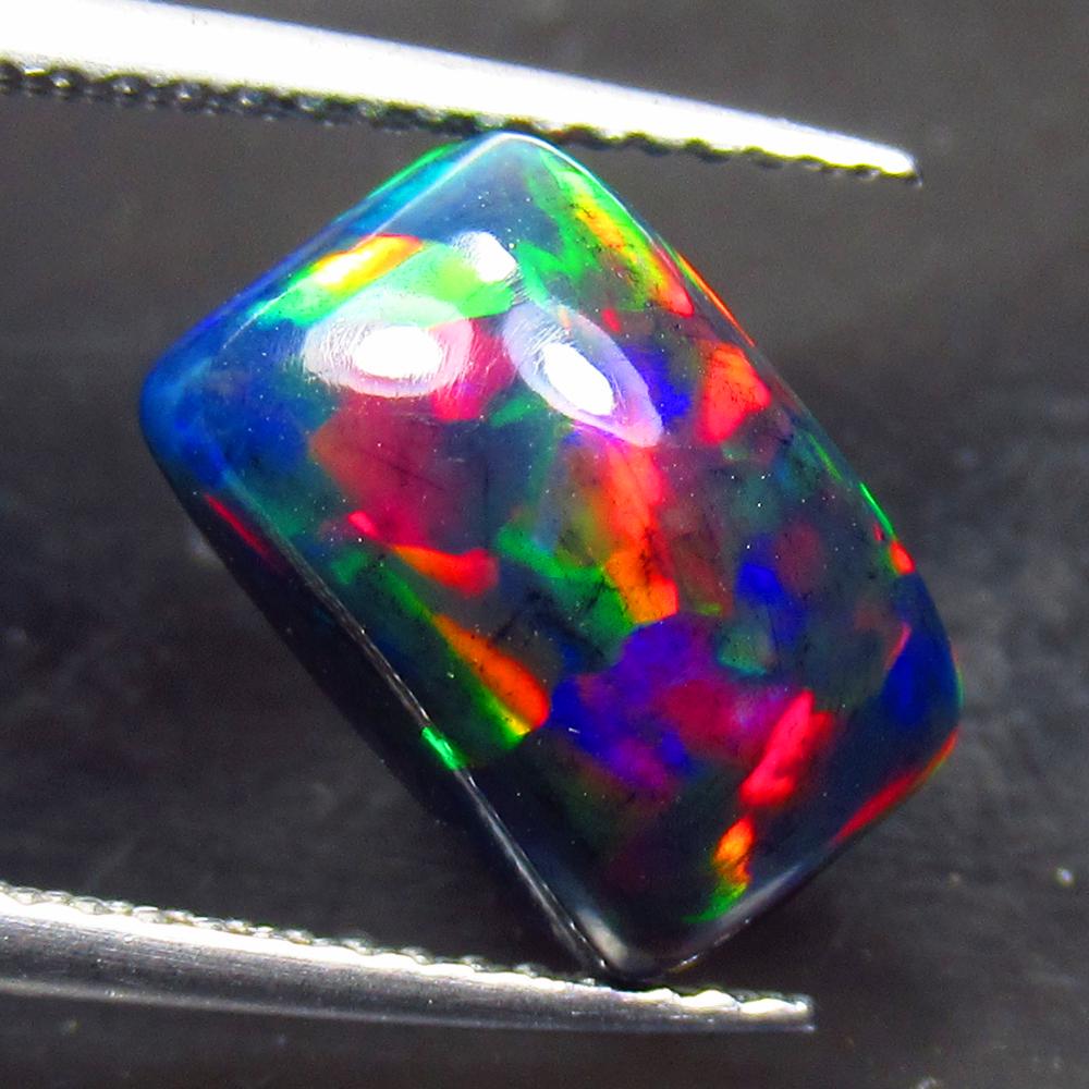 3.03 Ct Natural Ethiopian Black Fire Opal Cushion Cab (1 of 3)