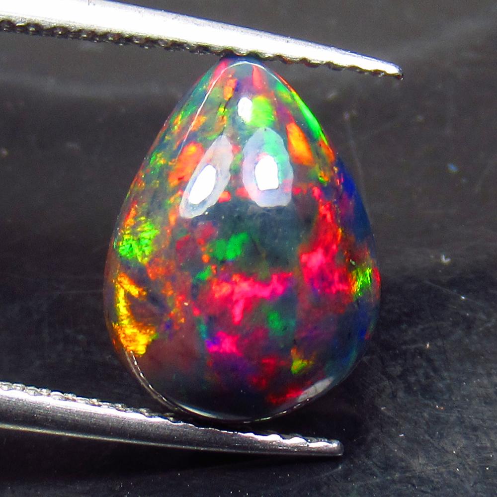 2.93 Ct Natural Ethiopian Black Fire Opal Pear Cab (1 of 3)