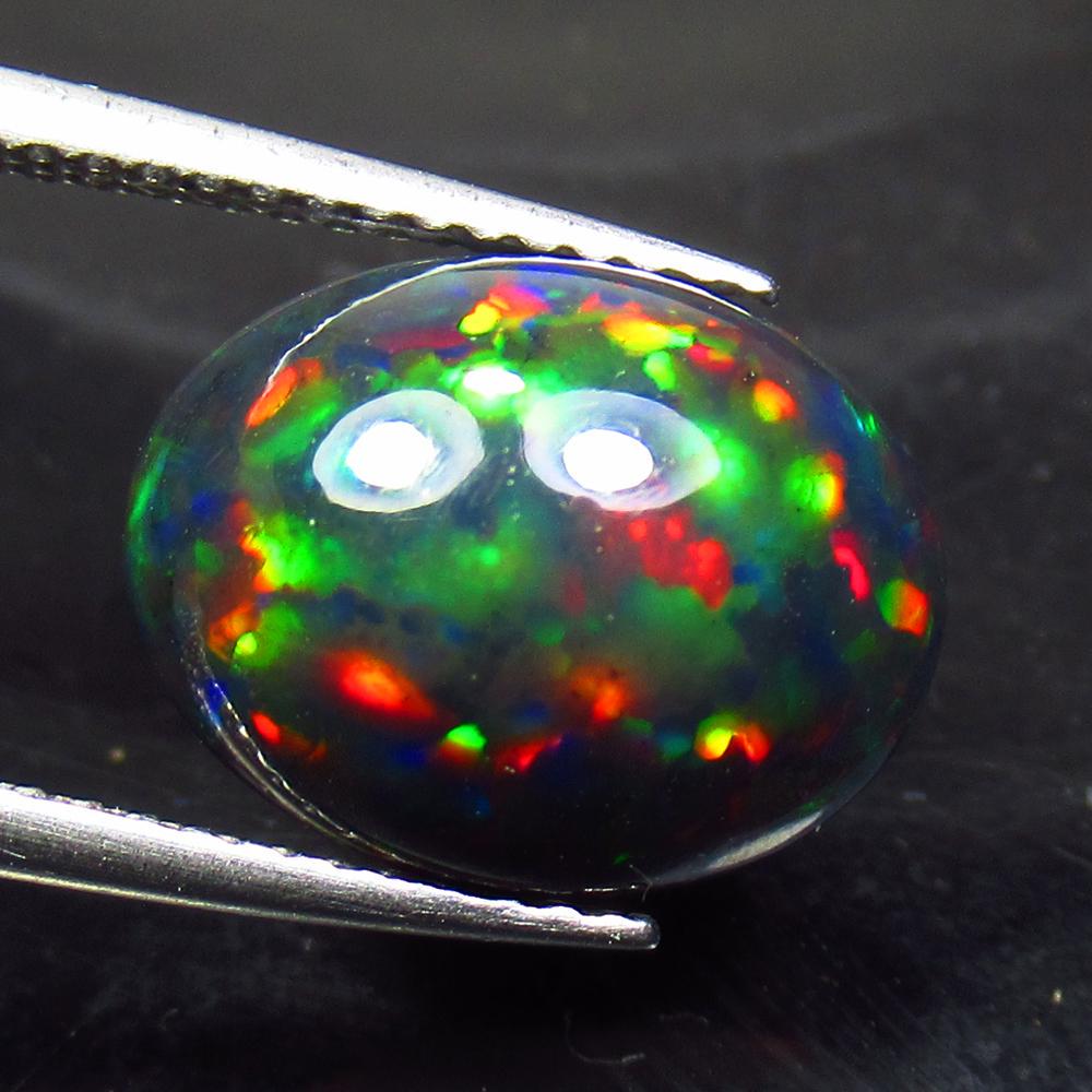3.44 Ct Natural Ethiopian Black Fire Opal Oval Cab (1 of 2)