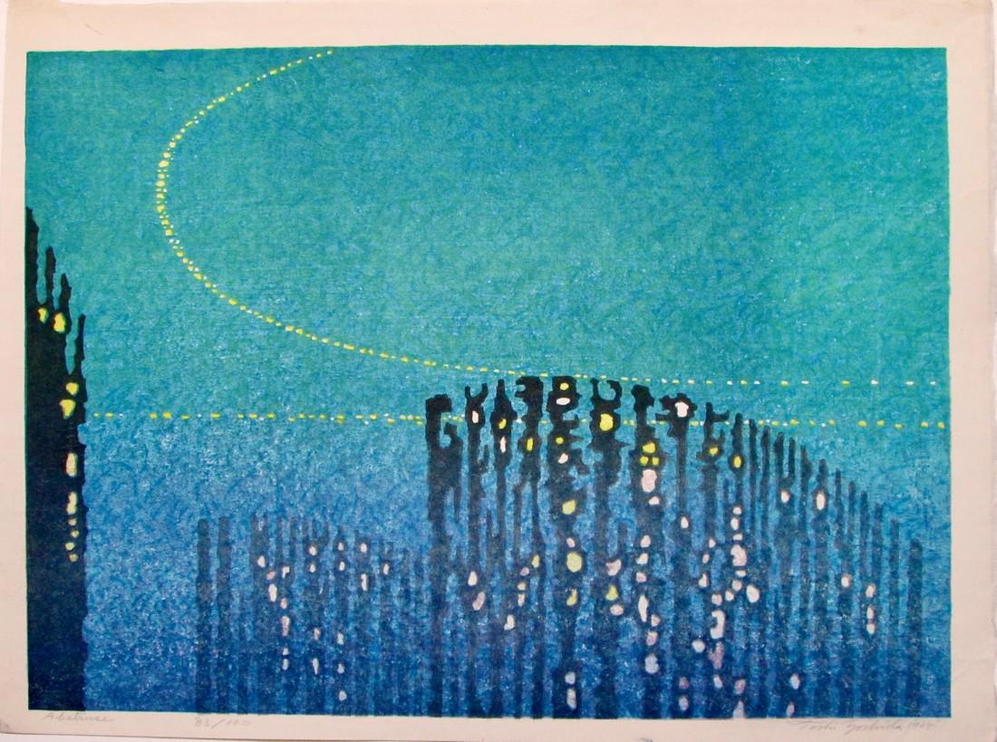 Toshi Yoshida: Abstruse: Artist: Toshi YOSHIDA (1911-1995) Subject: Abstruse Publisher: Self published, limited edition 83/100 Signature: Toshi Yoshida in pencil Date: 1964 Format: 55 x 41.3 cm Condition: Fine impression, col
