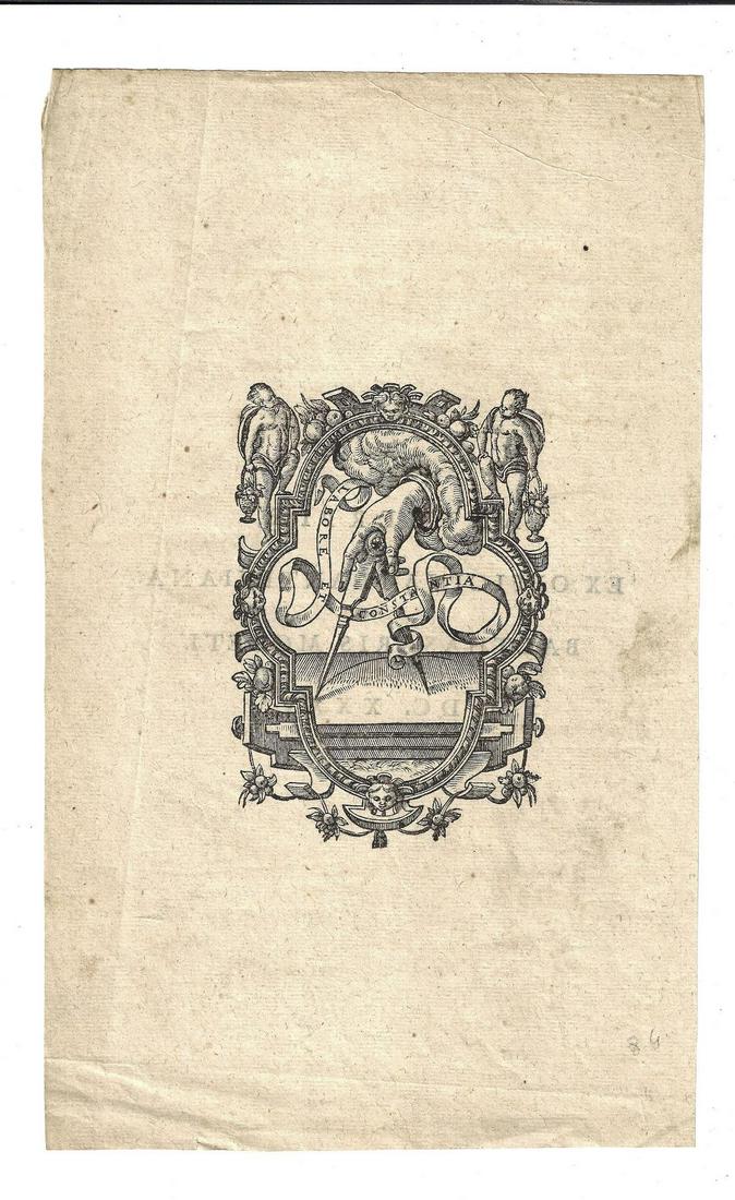 1635 Engraved Printers Imprint Emblem Moreti (1 of 2)