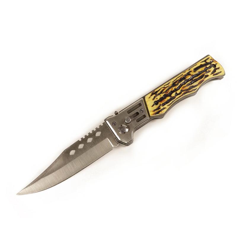 Stainless steel folding pocket knife camel bone handle: Knife "Bacon" Steel has high quality contents to give it an excellent edge and sharp cutting ability. The blade retains sharpness for an incredibly long time. The knife has a long service life. The bl