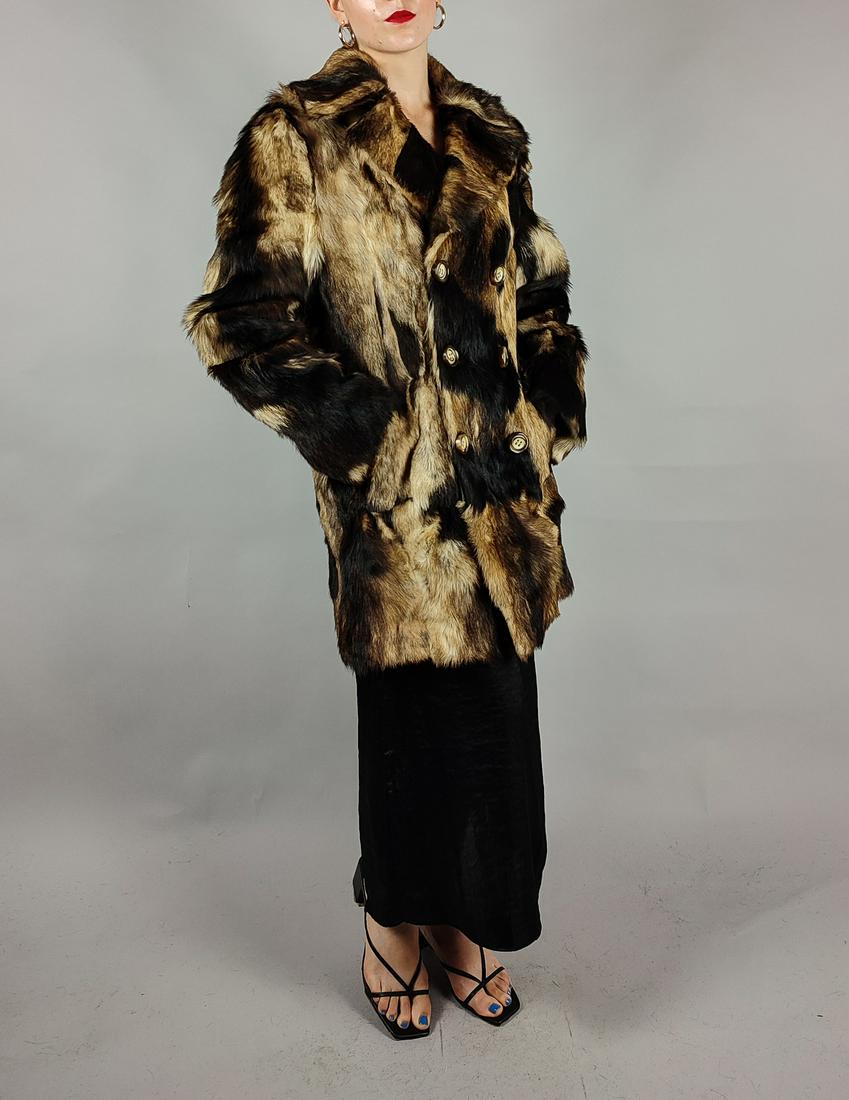 COYOTE FUR JACKET: Title: COYOTE FUR JACKET Dimension: Aproximate size: Size S: Length: 85cm/33.46in -Shoulders width:39cm/15.35in -Sleeve Length:64cm/25.2in -Chest size ( pit to pit x2 ):90cm/35.43in - Closed Hem:55cm/