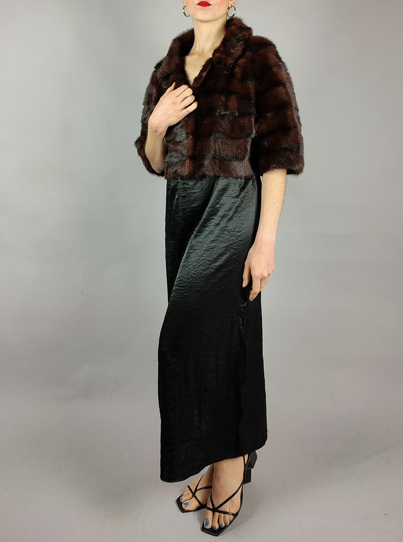 BROWN MINK FUR SHORT SLEEVE JACKET (1 of 8)