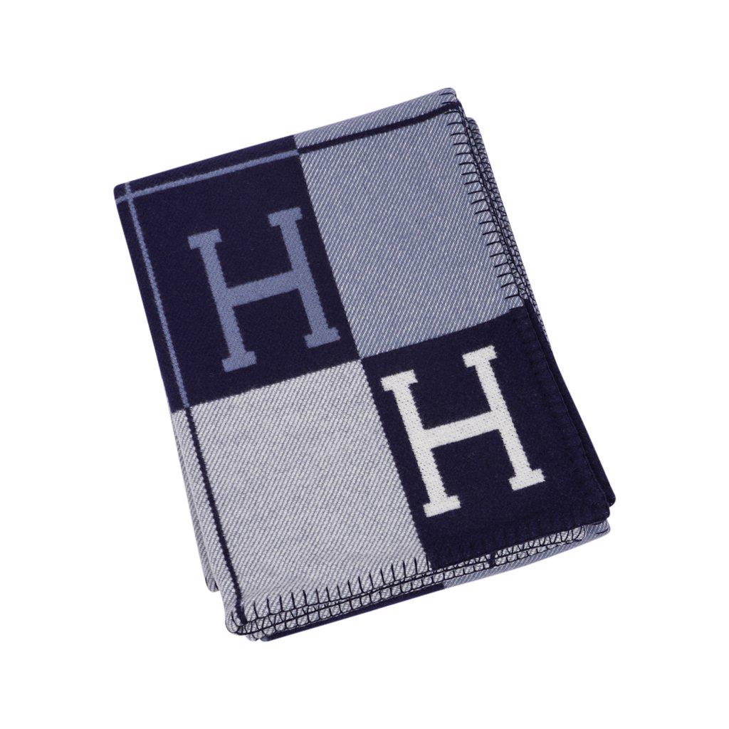 Hermes Blanket Avalon I Signature H Blue Throw New (1 of 11)