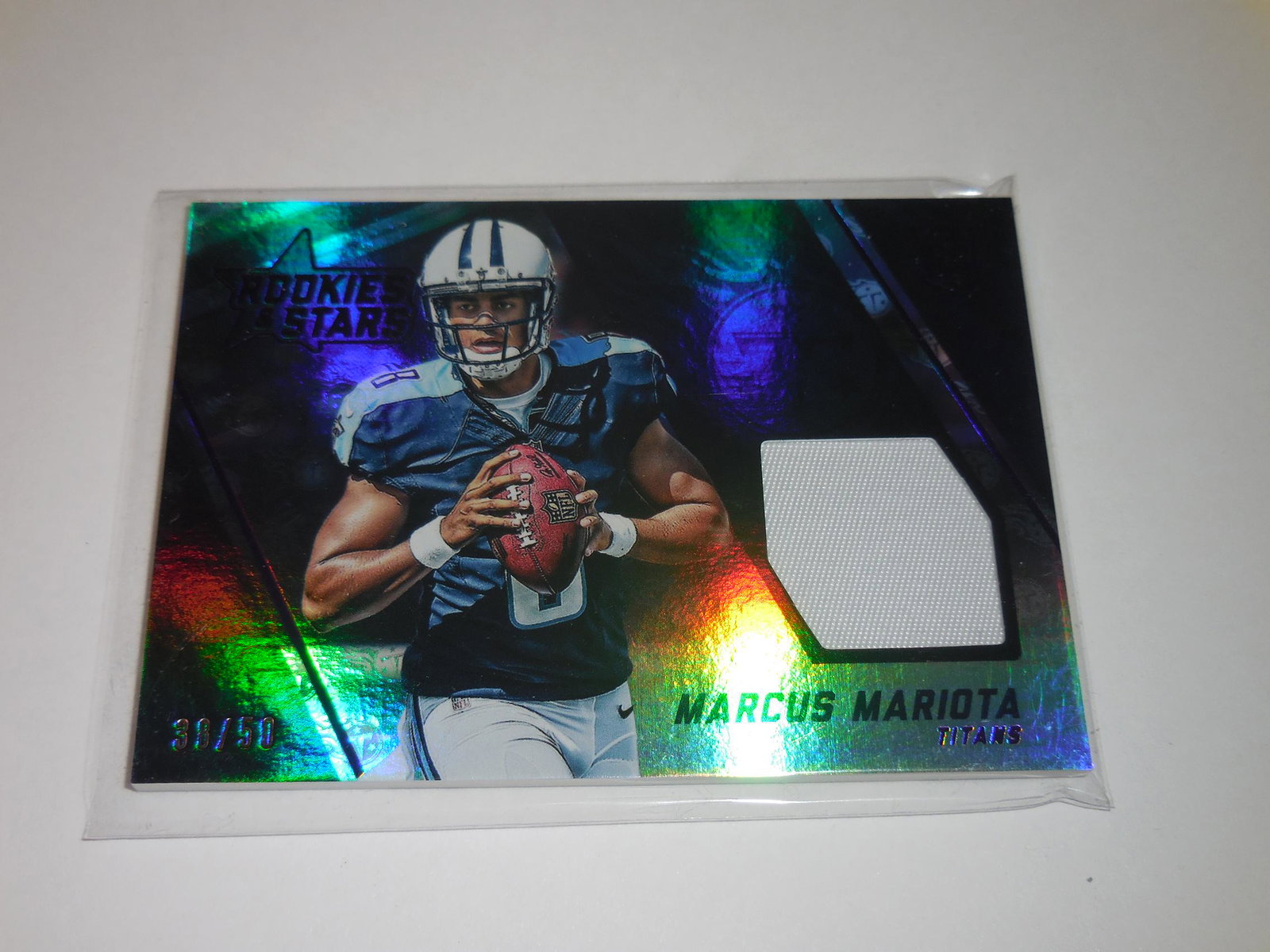 2015 PANINI ROOKIES STARS MARCUS MARIOTTA JERSEY RC #'D: Title: 2015 PANINI ROOKIES STARS MARCUS MARIOTTA JERSEY RC #'D 38/50 Date/Period: MODERN Additional Information:THIS IS A VERY NICE CARD FOR ANY SPORTS CARD COLLECTOR. THIS CARD COMES WITH SLEEVE AND 