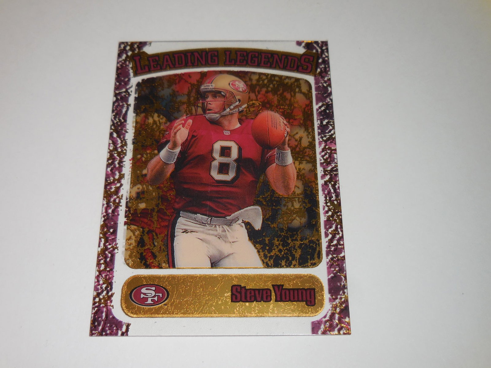 1998 STADIUM CLUB STEVE YOUNG LEADING LEGENDS ACETATE: Title: 1998 STADIUM CLUB STEVE YOUNG LEADING LEGENDS ACETATE Date/Period: MODERN Additional Information:THIS IS A VERY NICE CARD FOR ANY SPORTS CARD COLLECTOR. THIS CARD COMES WITH SLEEVE AND TOP LOAD