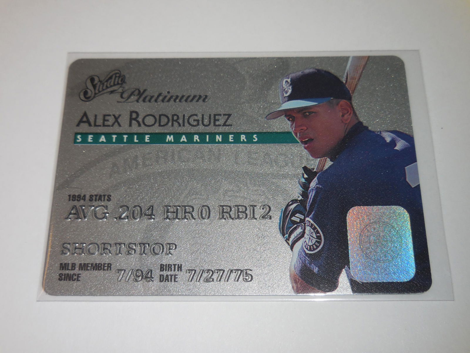 1995 STUDIO ALEX RODRIGUEZ PLATINUM DIE CUT RARE (1 of 2)