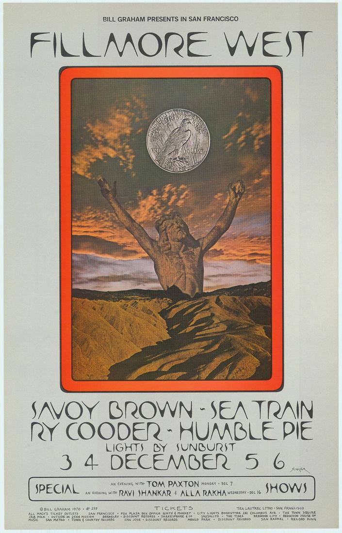 BG-259 Savoy Brown Concert Poster: No Reserve! Title: BG-259 Savoy Brown Concert Poster Artist: David Singer Printing Date: 1970 Medium: Lithograph Size/Format: 14" x 22" Publisher: Bill Graham Series:Bill Graham Additional Information