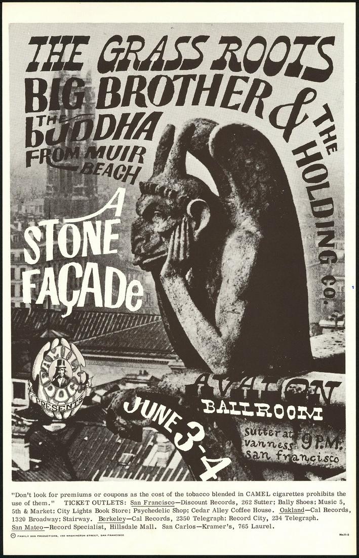 FD-11-2 Stone FaÃ§ade Poster: No Reserve! Title: FD-11-2 Stone Façade Poster Artist: Victor Moscoso Printing Date: 1966 Medium: Lithograph Size/Format: 13" x 20 1/2" Publisher: Family Dog Series:Family Dog Additional Informat