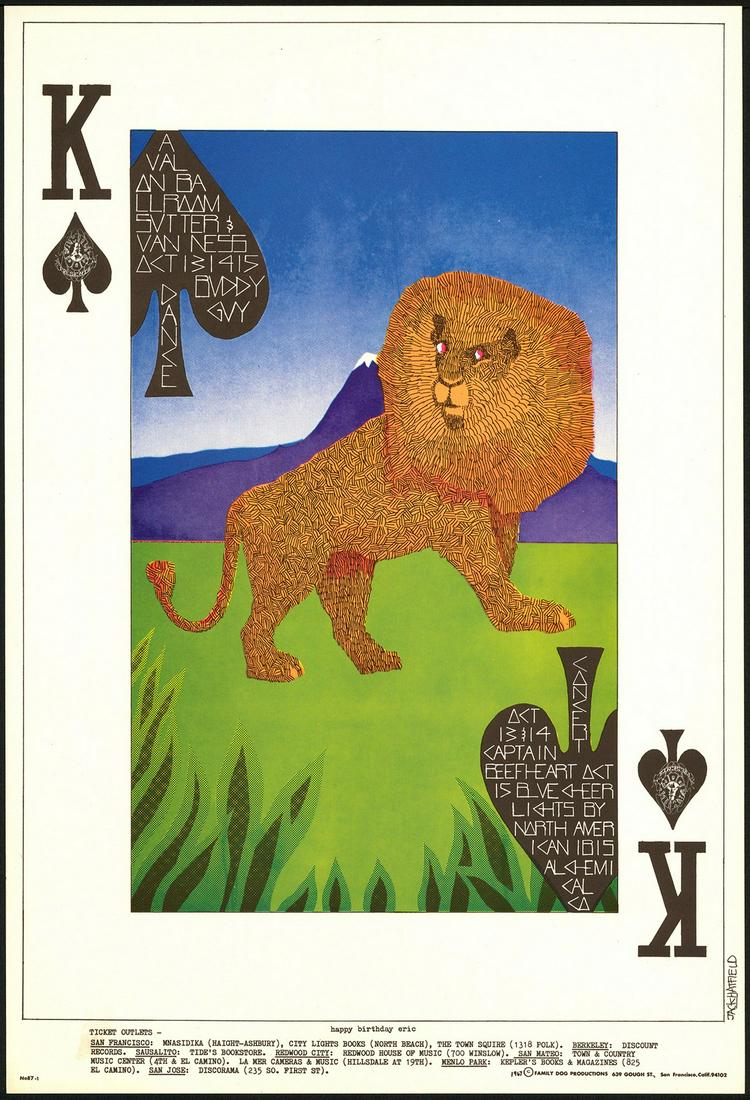 Original FD-87 King of Spades Poster: No Reserve! Title: Original FD-87 King of Spades Poster Artist: Jack Hatfield Printing Date: 1967 Medium: Lithograph Size/Format: 13" x 20" Publisher: Family Dog Series:Family Dog Additional Informati